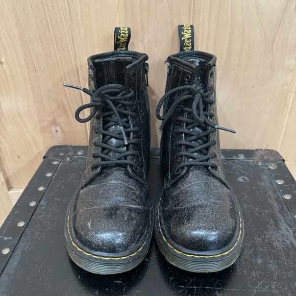 Dr. Martens 1460 Glitter J Boots Size 5 Lace Up Black Combat Boots Women's - Picture 3 of 15